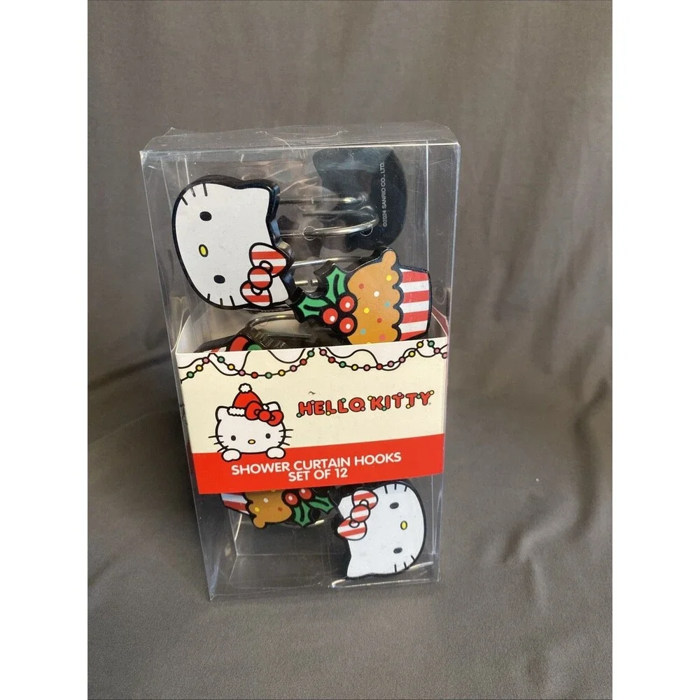Hello Kitty Shower Curtain Hooks Set of 12 Sanrio 2017 Christmas Themed Holiday